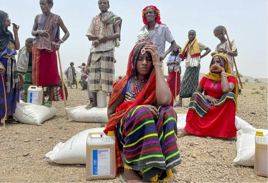 埃塞俄比亚阿法尔地区的食物配给。埃塞俄比亚是严重依赖乌克兰小麦进口的东非国家之一。 照片©WFP/Claire Nevill 