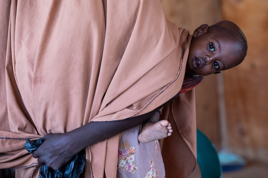 Ambiyo和她的孩子经过一个月的跋涉到达了多洛，等待世界粮食计划署的支持。她在途中已经失去了一个孩子。照片©WFP/Samantha Reinders