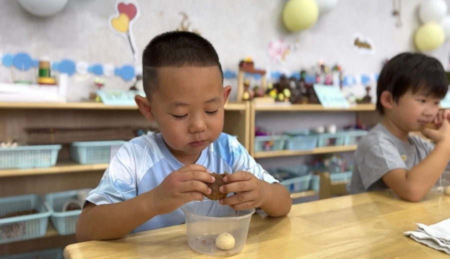 项目产出的果蔬通过烘焙坊加工后用于制作幼儿园辅食。照片© PMO